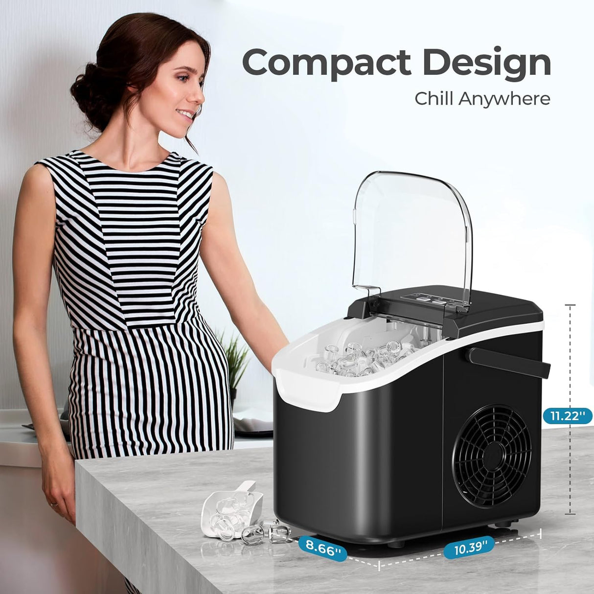 Countertop Ice Maker, 26 lbs/Day ice Production 58012RIM0