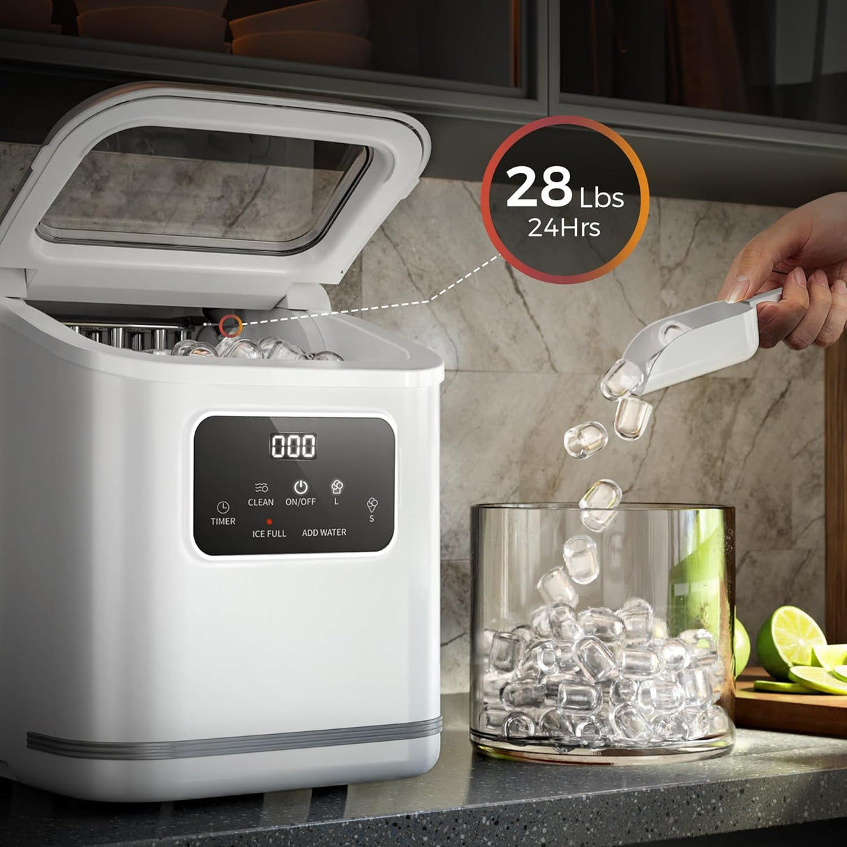 Countertop Ice Maker 9 Bullet Ice Cubes in 6 Mins, Z5812K