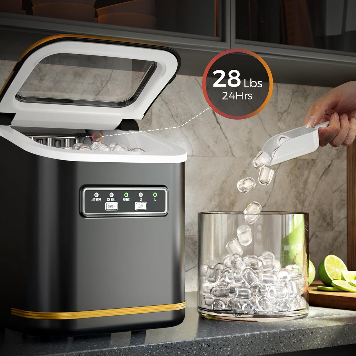 Countertop Ice Maker 9 Bullet Ice Cubes in 6 Mins, Z5812K