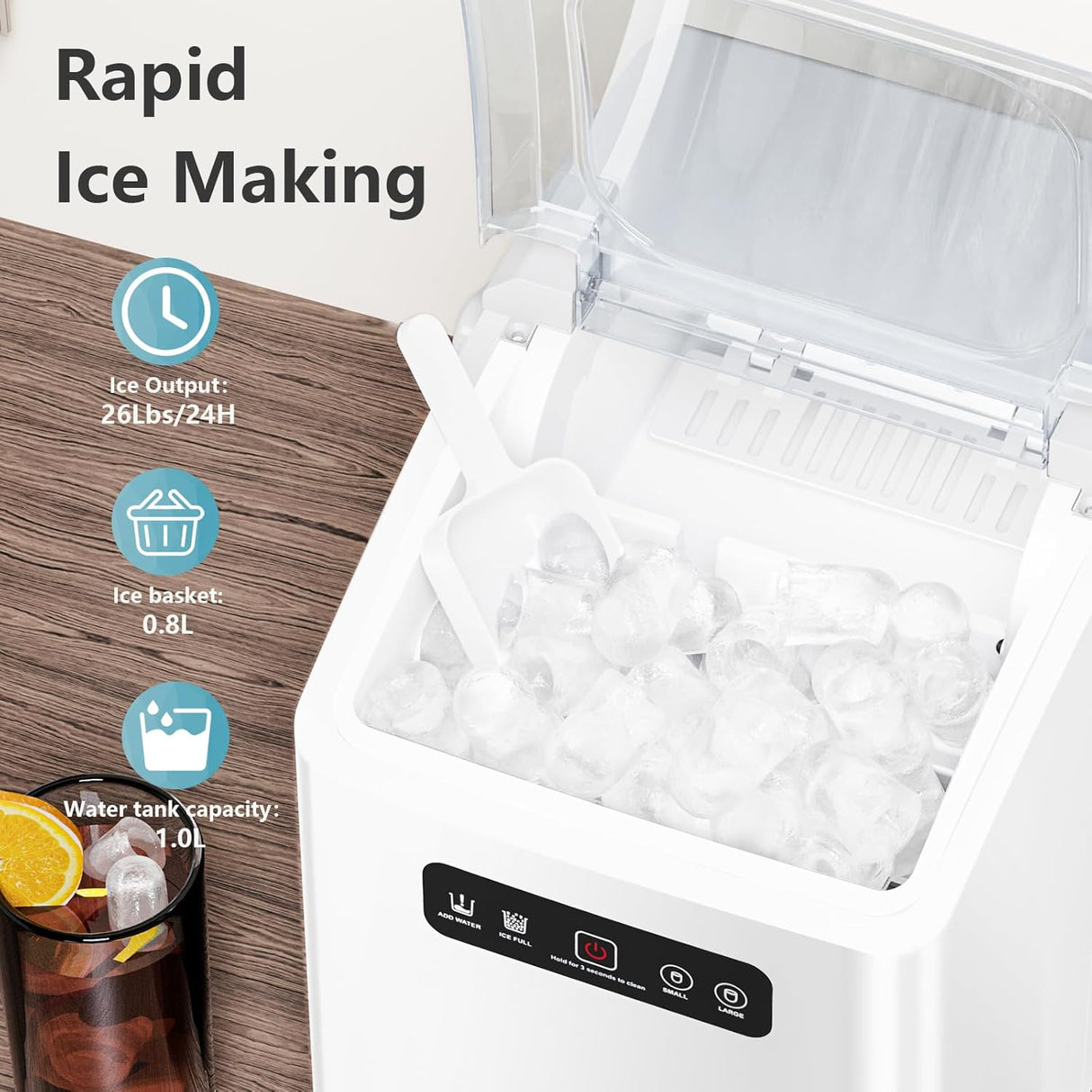Countertop Ice Maker,Portable Ice Machine with Handle,for Home/Kitchen/Camping/RV Z3424-BLACK