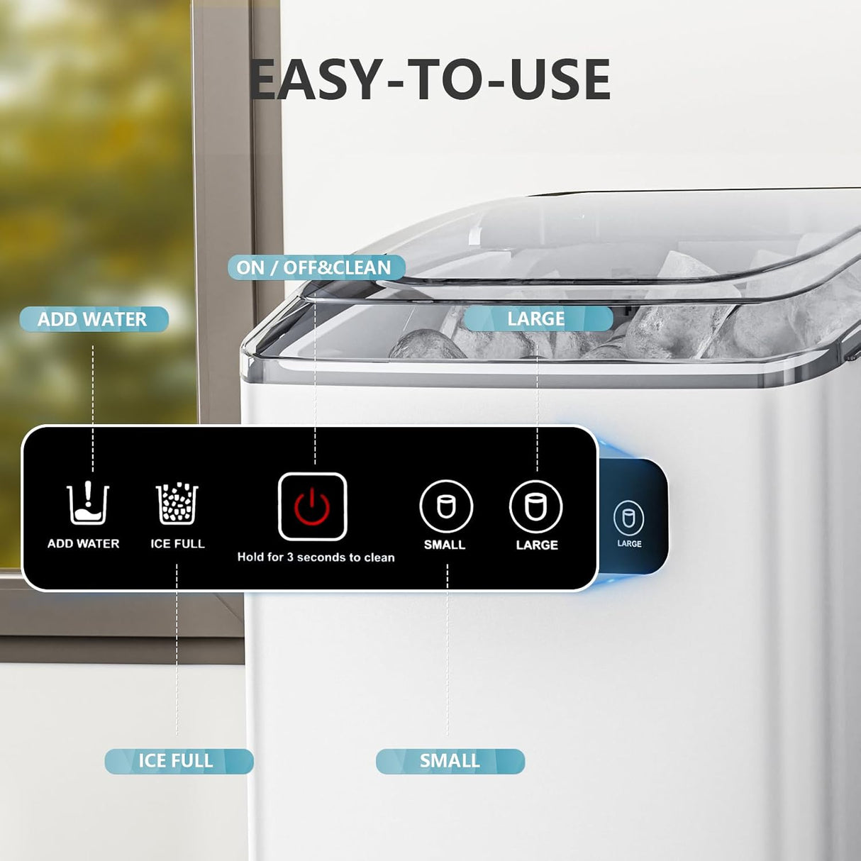 Countertop Ice Maker,Portable Ice Machine with Handle,for Home/Kitchen/Camping/RV Z3424-BLACK