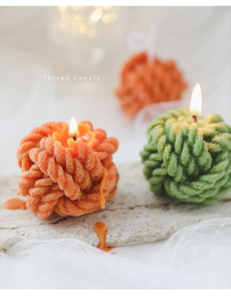 Creative Handmade Wool Ball Candle Scented Candle Hand Poured Scented Handmade Candle Decorative Candle For Bedroom Bathroom Aromatherapy Candle Gift Box Essential Oil Scented Candle Home Decoration