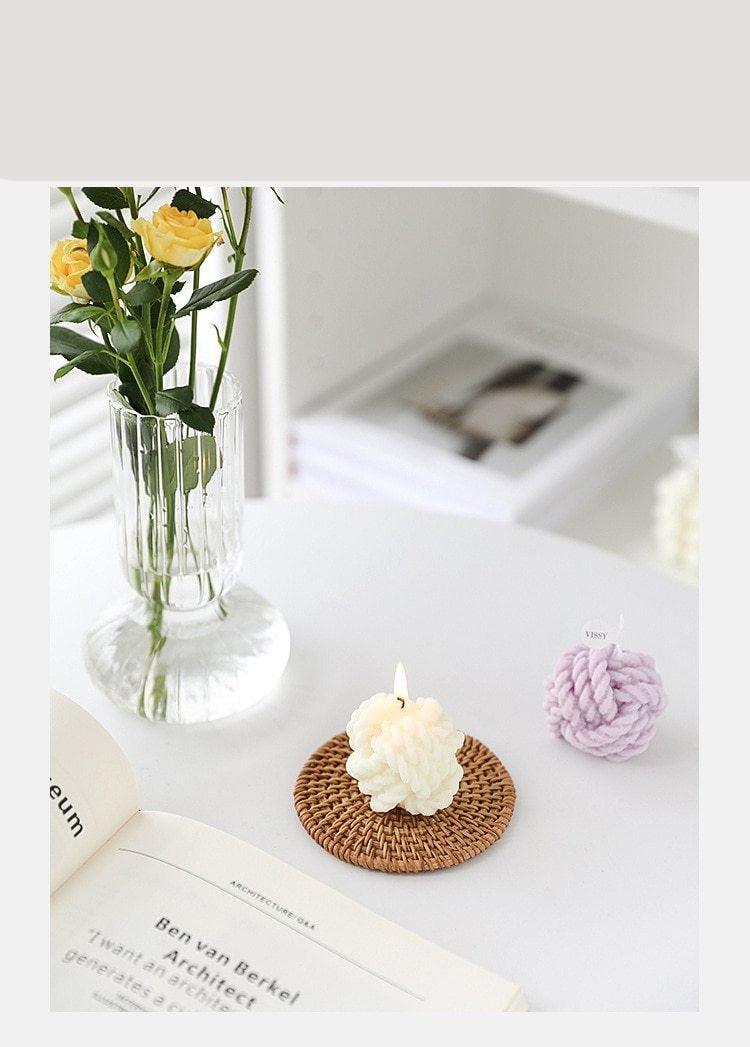 Creative Handmade Wool Ball Candle Scented Candle Hand Poured Scented Handmade Candle Decorative Candle For Bedroom Bathroom Aromatherapy Candle Gift Box Essential Oil Scented Candle Home Decoration