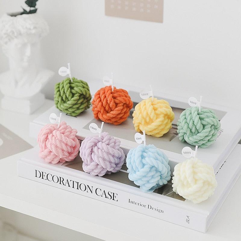 Creative Handmade Wool Ball Candle Scented Candle Hand Poured Scented Handmade Candle Decorative Candle For Bedroom Bathroom Aromatherapy Candle Gift Box Essential Oil Scented Candle Home Decoration