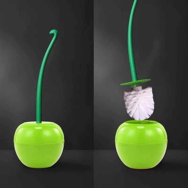 Creative Lovely Cherry Shape Lavatory Brush Toilet Brush And Holder Set Cleaning Bathroom Toilet Accessories Cherry Shape Toilet Brush Standing Toilet Brush Set Compact Household Bathroom Cherry Toilet Brush