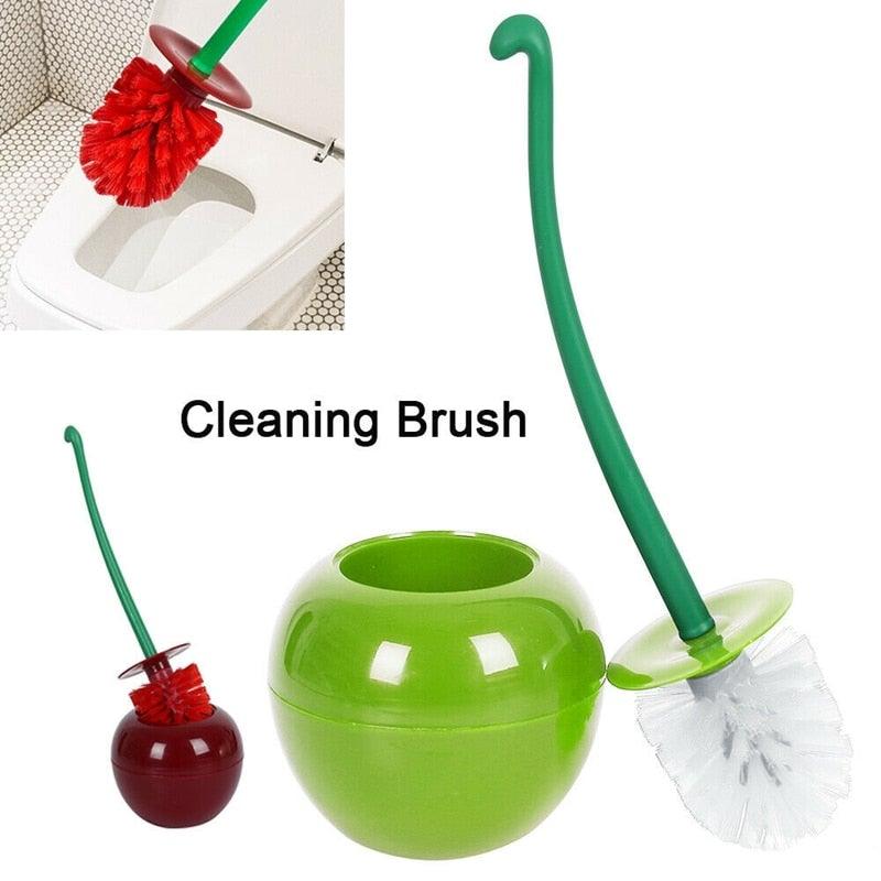 Creative Lovely Cherry Shape Lavatory Brush Toilet Brush And Holder Set Cleaning Bathroom Toilet Accessories Cherry Shape Toilet Brush Standing Toilet Brush Set Compact Household Bathroom Cherry Toilet Brush