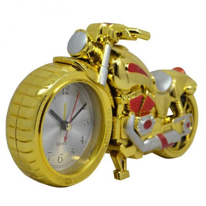Creative Motorcycle Motorbike Pattern Non Ticking Analog Alarm Clock Alarm Clock Desk Clock Creative Home Birthday Gift Cool Clock
