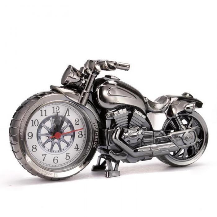 Creative Motorcycle Motorbike Pattern Non Ticking Analog Alarm Clock Alarm Clock Desk Clock Creative Home Birthday Gift Cool Clock