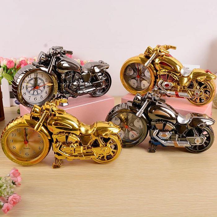 Creative Motorcycle Motorbike Pattern Non Ticking Analog Alarm Clock Alarm Clock Desk Clock Creative Home Birthday Gift Cool Clock