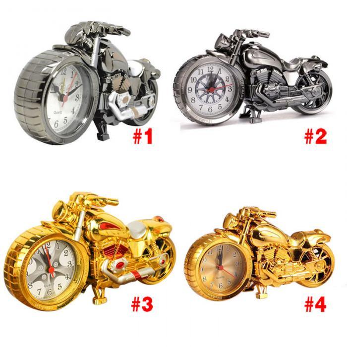 Creative Motorcycle Motorbike Pattern Non Ticking Analog Alarm Clock Alarm Clock Desk Clock Creative Home Birthday Gift Cool Clock