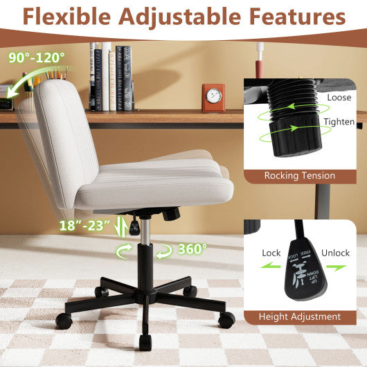 Criss Cross Chair with Wheels Cross-Legged Swivel Desk Chair with Soft-Padded Wide Seat-Gray