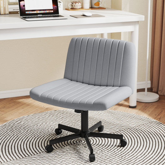 Criss Cross Chair with Wheels Cross-Legged Swivel Desk Chair with Soft-Padded Wide Seat-Gray