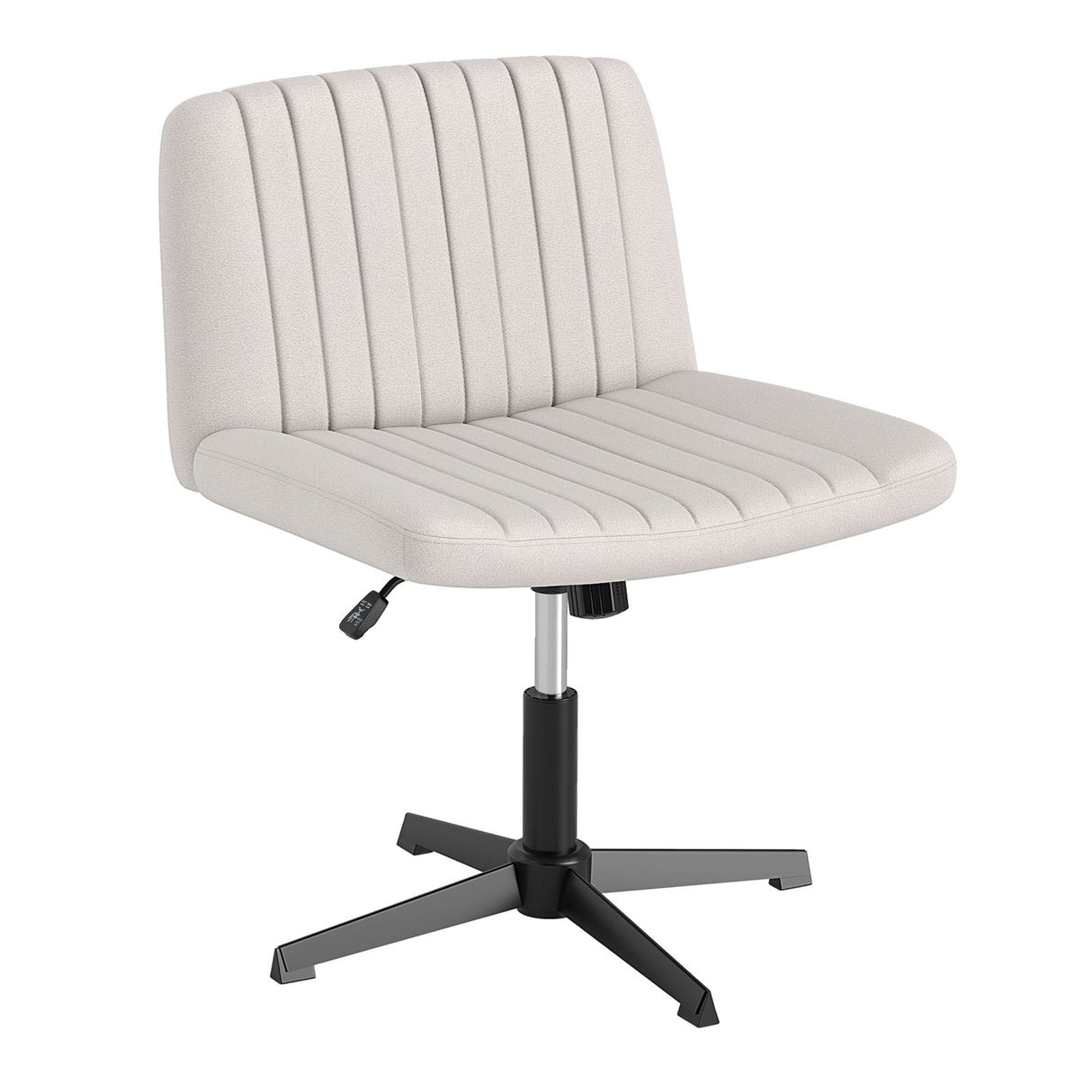 Criss Cross-Legged Swivel Desk Chair No Wheels-Beige