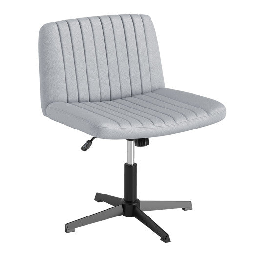 Criss Cross-Legged Swivel Desk Chair No Wheels-Gray