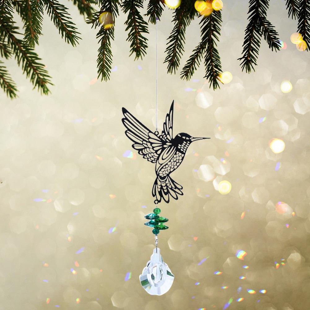 Crystal Garden Sun-catcher Hanging Crystals Prisms Ornament For Window Glass Chandelier Solar Hummingbird Owl Wind Chimes Rainbow Chaser Garden Hanging Curtain Pendant Home Decor Gift Boxed Sun Catcher Gift Idea For Mom Friends Grandma Hummingbird