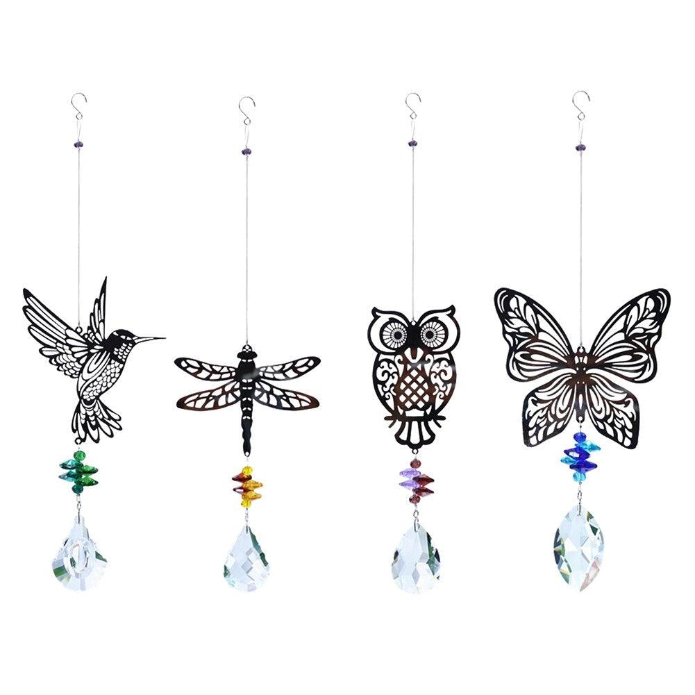 Crystal Garden Sun-catcher Hanging Crystals Prisms Ornament For Window Glass Chandelier Solar Hummingbird Owl Wind Chimes Rainbow Chaser Garden Hanging Curtain Pendant Home Decor Gift Boxed Sun Catcher Gift Idea For Mom Friends Grandma Hummingbird