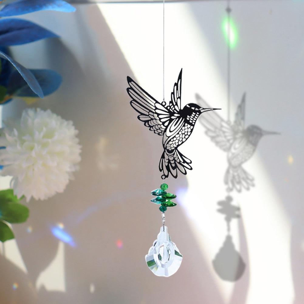Crystal Garden Sun-catcher Hanging Crystals Prisms Ornament For Window Glass Chandelier Solar Hummingbird Owl Wind Chimes Rainbow Chaser Garden Hanging Curtain Pendant Home Decor Gift Boxed Sun Catcher Gift Idea For Mom Friends Grandma Hummingbird