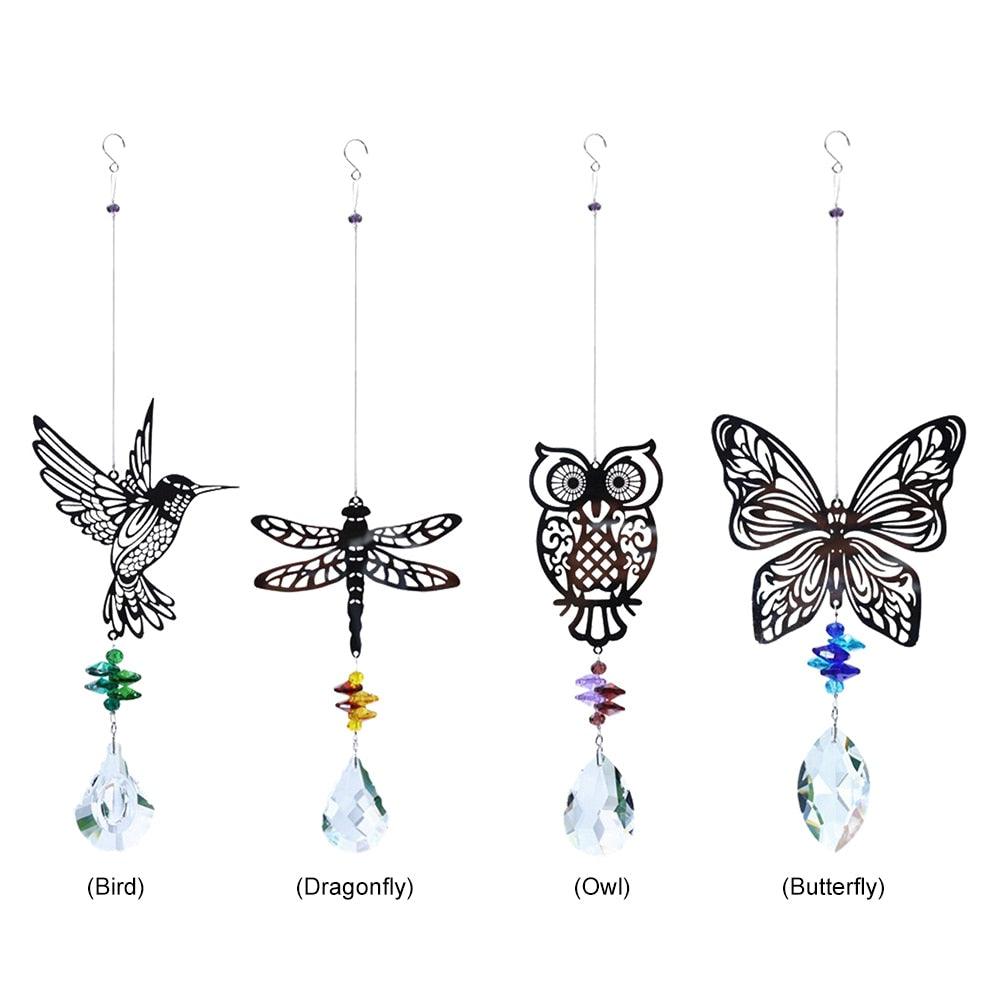 Crystal Garden Sun-catcher Hanging Crystals Prisms Ornament For Window Glass Chandelier Solar Hummingbird Owl Wind Chimes Rainbow Chaser Garden Hanging Curtain Pendant Home Decor Gift Boxed Sun Catcher Gift Idea For Mom Friends Grandma Hummingbird