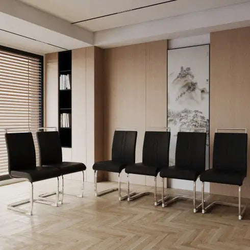 Modern Dining Chairs,PU Faux Leather High Back Upholstered Side Chair With C-shaped Tube Plating Metal Legs For Dining Room Kitchen Vanity Patio Club Guest Office Chair Set Of 4