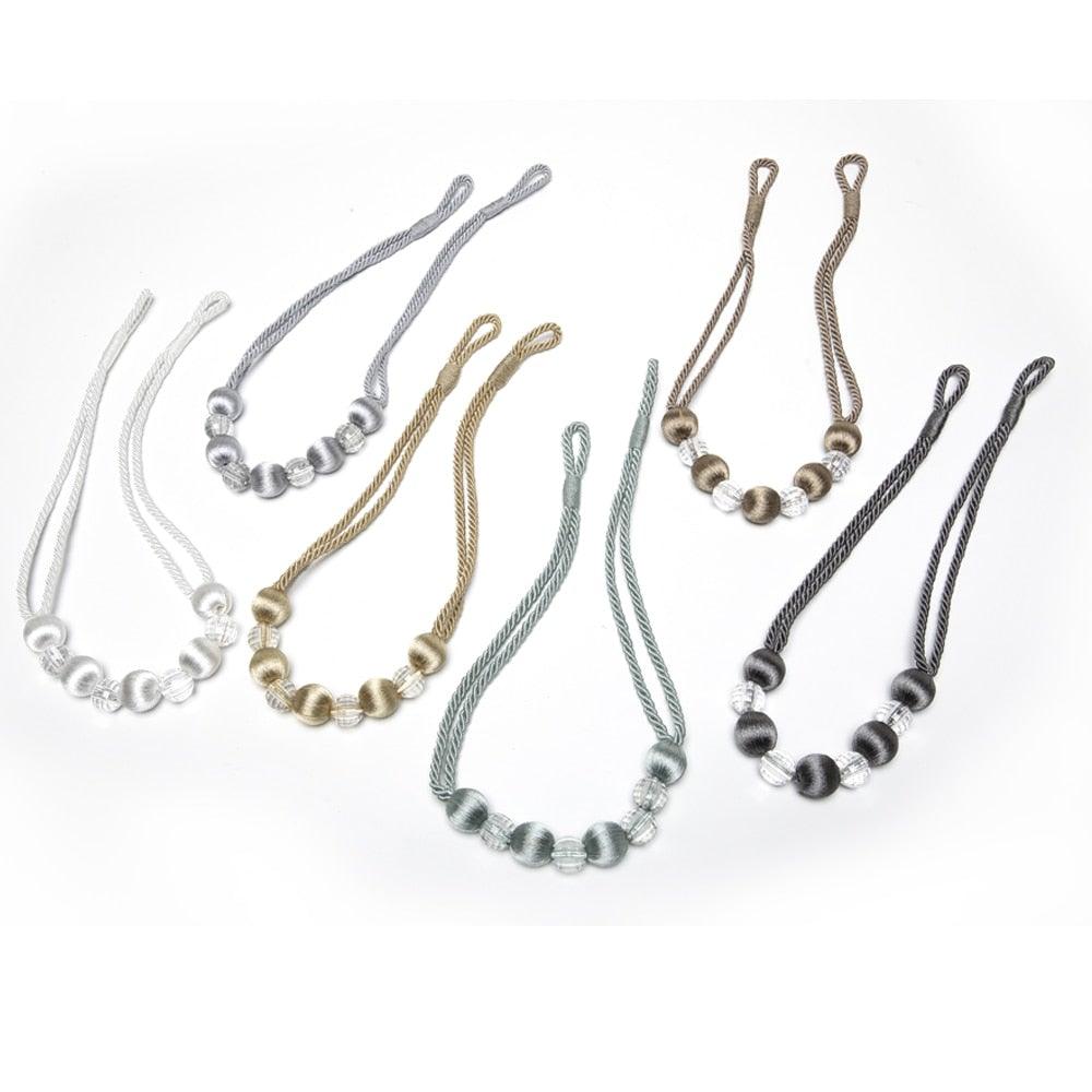 Curtain Tie Backs Rope Curtain Tiebacks With Bling Crystal Beads Curtain Decor Accessories Clips Curtain Holders For Drape Durable Tie Backs Drapery Holdbacks Holder For Window Curtain Panels Drapes Home Decor