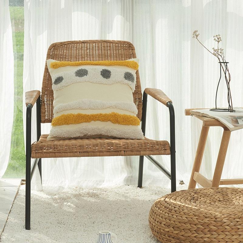 Cushion Cover Cotton Linen Pillowcase Tufted Beige Decorative Fashionable Cotton Hand-Woven Throw Pillow Covers Tufted Pillow Covers Bedroom Throw Pillow Cushion For Bed Home