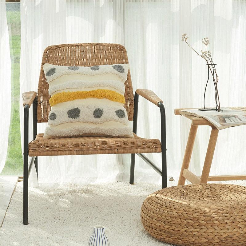 Cushion Cover Cotton Linen Pillowcase Tufted Beige Decorative Fashionable Cotton Hand-Woven Throw Pillow Covers Tufted Pillow Covers Bedroom Throw Pillow Cushion For Bed Home