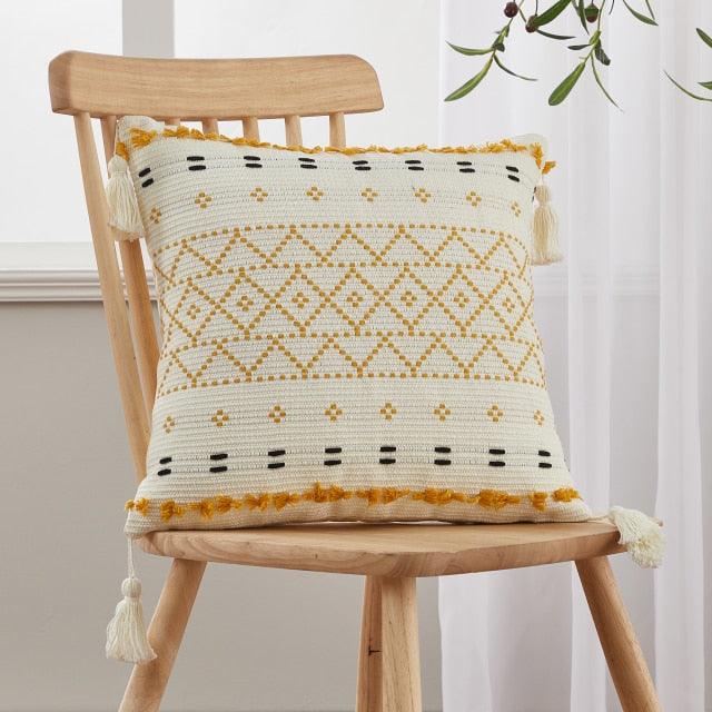 Cushion Cover Cotton Linen Pillowcase Tufted Beige Decorative Fashionable Cotton Hand-Woven Throw Pillow Covers Tufted Pillow Covers Bedroom Throw Pillow Cushion For Bed Home