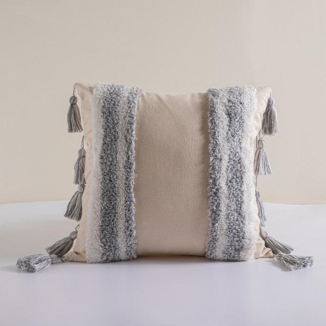 Cushion Cover Cotton Linen Pillowcase Tufted Beige Decorative Fashionable Cotton Hand-Woven Throw Pillow Covers Tufted Pillow Covers Bedroom Throw Pillow Cushion For Bed Home