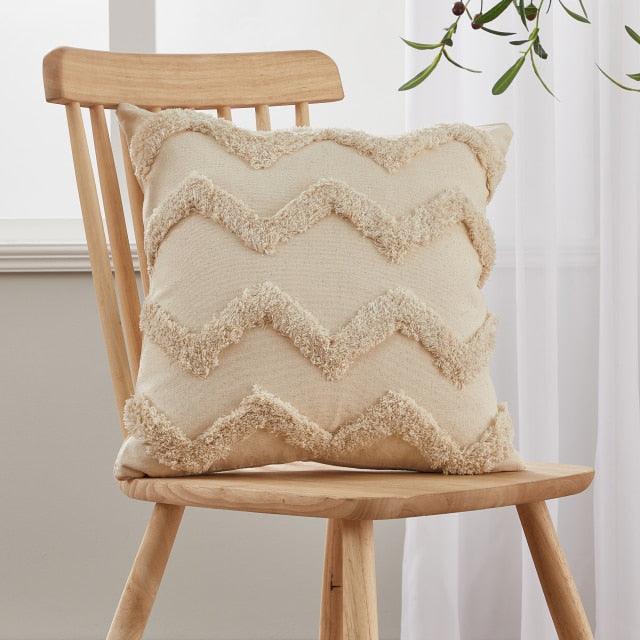 Cushion Cover Cotton Linen Pillowcase Tufted Beige Decorative Fashionable Cotton Hand-Woven Throw Pillow Covers Tufted Pillow Covers Bedroom Throw Pillow Cushion For Bed Home