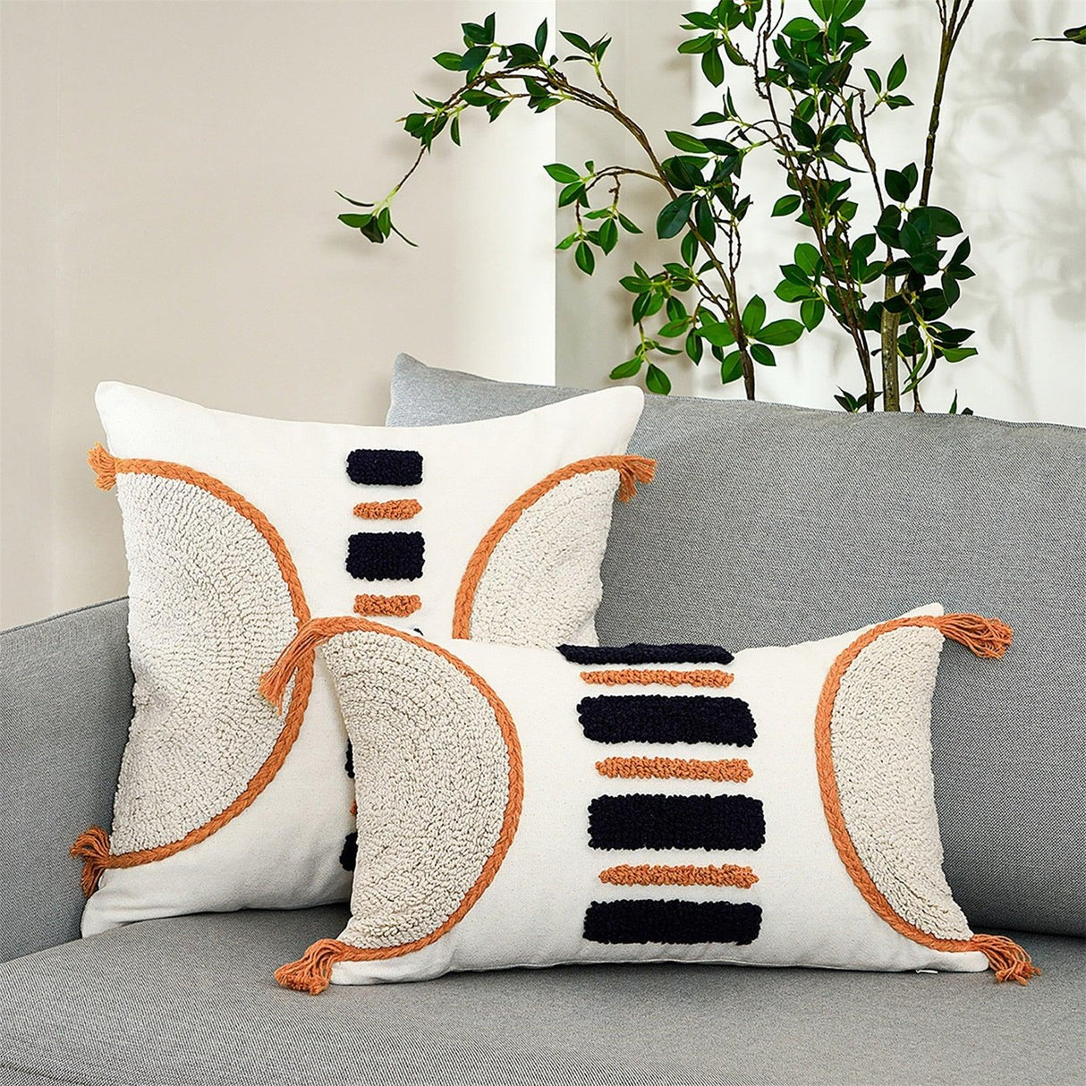 Cushion Cover Cotton Linen Pillowcase Tufted Beige Decorative Fashionable Cotton Hand-Woven Throw Pillow Covers Tufted Pillow Covers Bedroom Throw Pillow Cushion For Bed Home