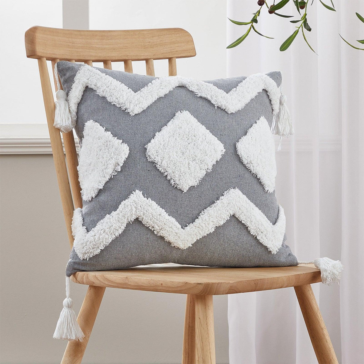 Cushion Cover Cotton Linen Pillowcase Tufted Beige Decorative Fashionable Cotton Hand-Woven Throw Pillow Covers Tufted Pillow Covers Bedroom Throw Pillow Cushion For Bed Home