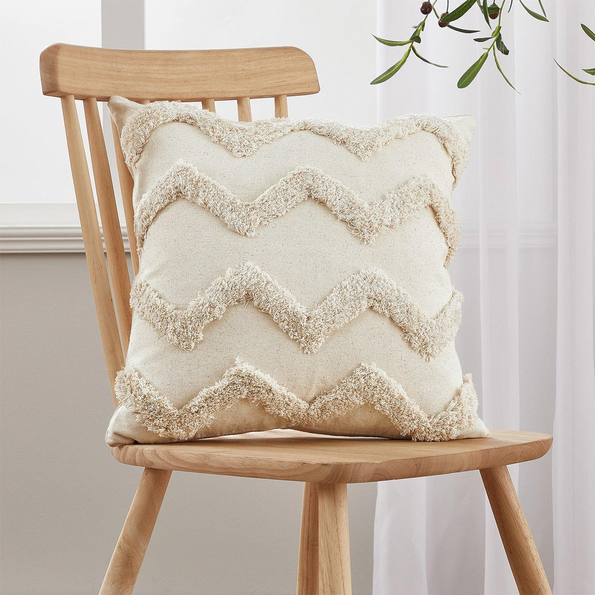 Cushion Cover Cotton Linen Pillowcase Tufted Beige Decorative Fashionable Cotton Hand-Woven Throw Pillow Covers Tufted Pillow Covers Bedroom Throw Pillow Cushion For Bed Home