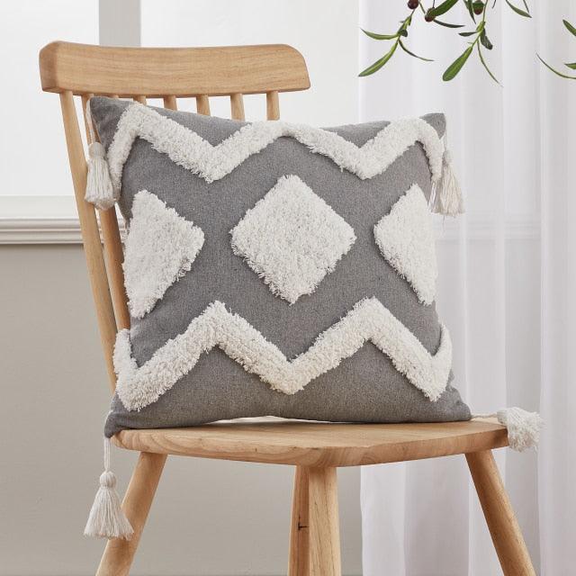 Cushion Cover Cotton Linen Pillowcase Tufted Beige Decorative Fashionable Cotton Hand-Woven Throw Pillow Covers Tufted Pillow Covers Bedroom Throw Pillow Cushion For Bed Home