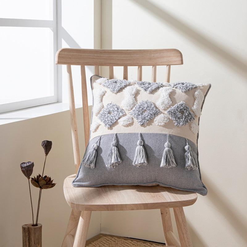 Cushion Cover Cotton Linen Pillowcase Tufted Beige Decorative Fashionable Cotton Hand-Woven Throw Pillow Covers Tufted Pillow Covers Bedroom Throw Pillow Cushion For Bed Home
