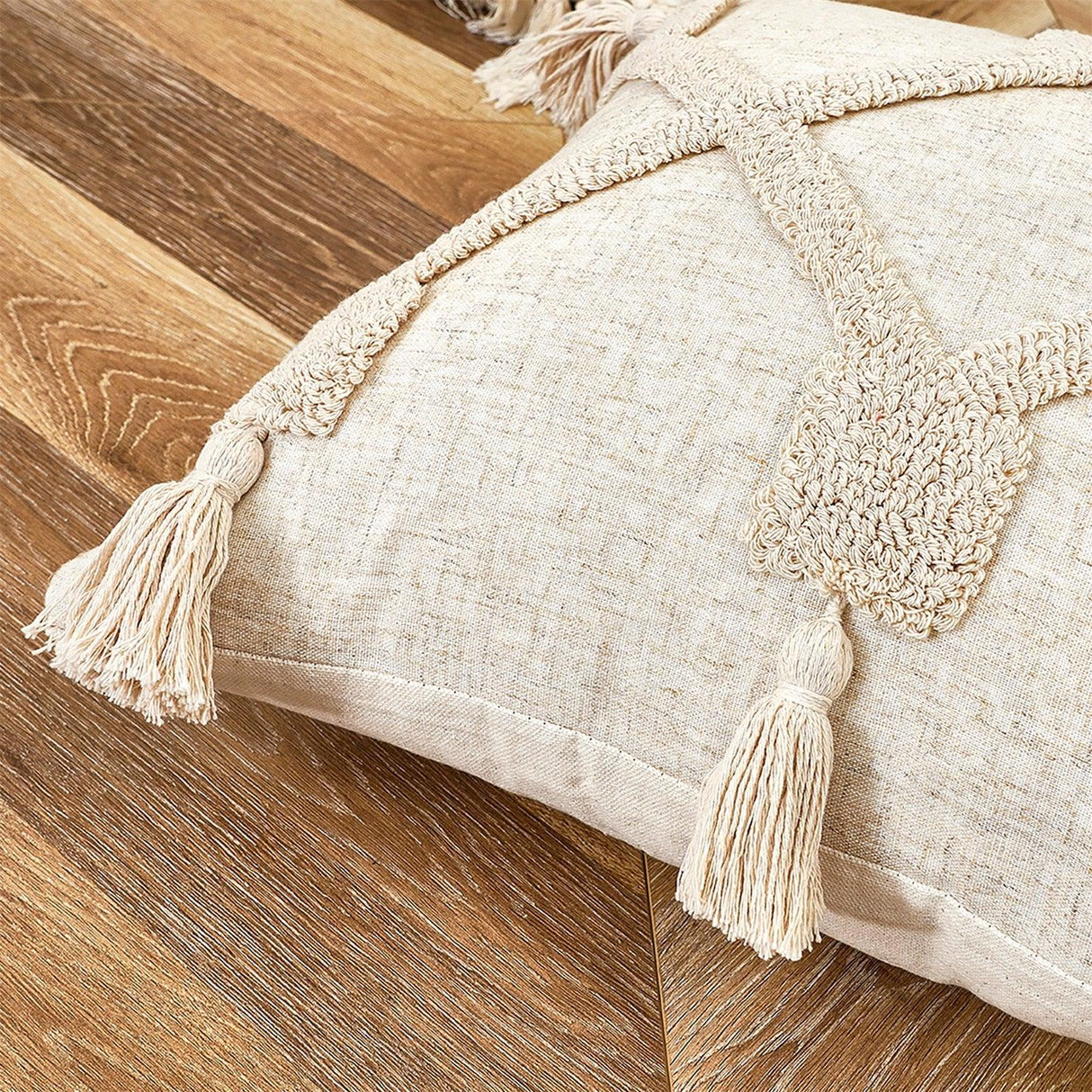 Cushion Cover Cotton Linen Pillowcase Tufted Beige Decorative Fashionable Cotton Hand-Woven Throw Pillow Covers Tufted Pillow Covers Bedroom Throw Pillow Cushion For Bed Home