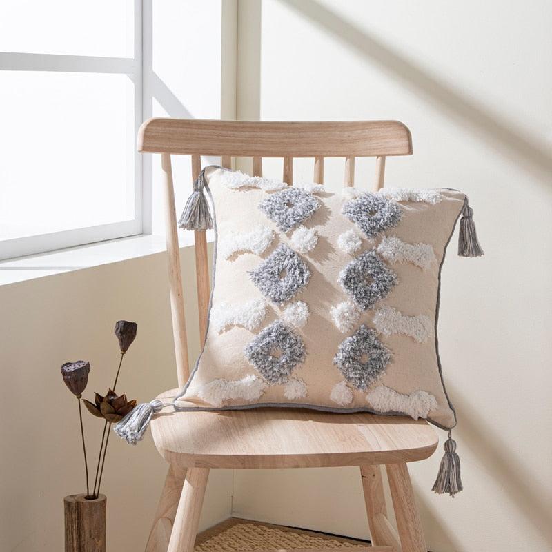 Cushion Cover Cotton Linen Pillowcase Tufted Beige Decorative Fashionable Cotton Hand-Woven Throw Pillow Covers Tufted Pillow Covers Bedroom Throw Pillow Cushion For Bed Home