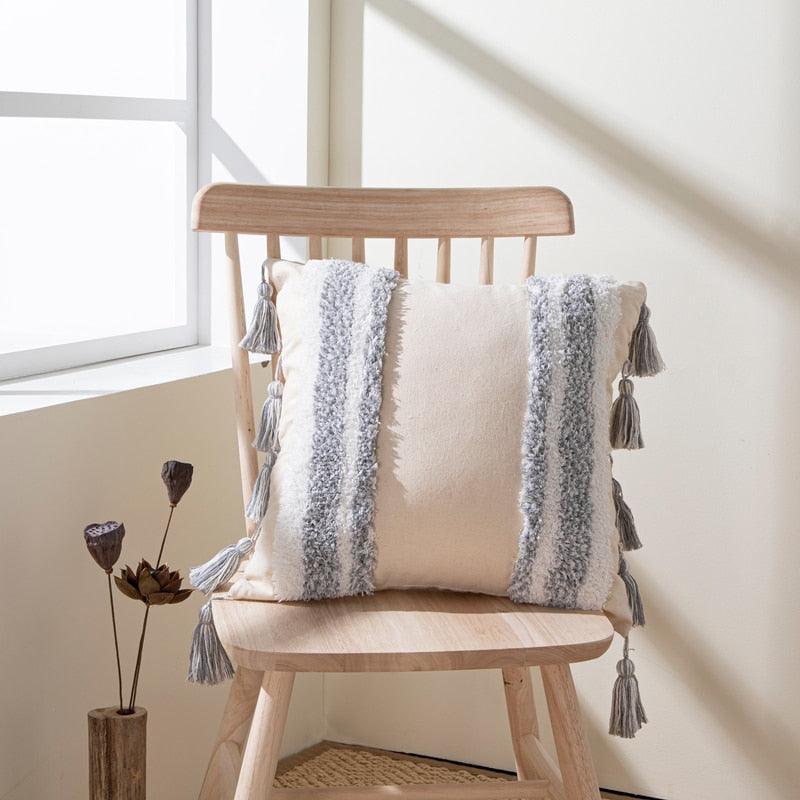 Cushion Cover Cotton Linen Pillowcase Tufted Beige Decorative Fashionable Cotton Hand-Woven Throw Pillow Covers Tufted Pillow Covers Bedroom Throw Pillow Cushion For Bed Home