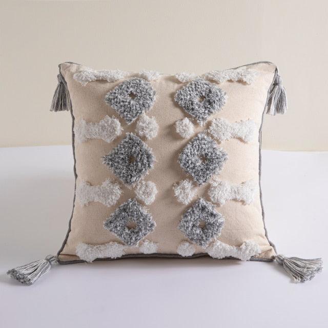 Cushion Cover Cotton Linen Pillowcase Tufted Beige Decorative Fashionable Cotton Hand-Woven Throw Pillow Covers Tufted Pillow Covers Bedroom Throw Pillow Cushion For Bed Home
