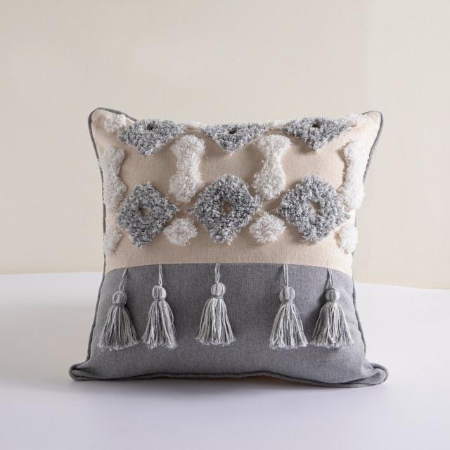 Cushion Cover Cotton Linen Pillowcase Tufted Beige Decorative Fashionable Cotton Hand-Woven Throw Pillow Covers Tufted Pillow Covers Bedroom Throw Pillow Cushion For Bed Home