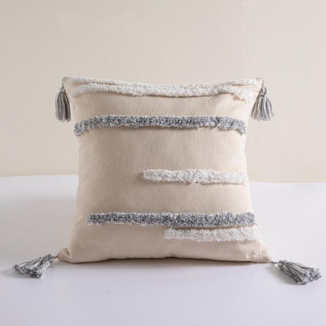 Cushion Cover Cotton Linen Pillowcase Tufted Beige Decorative Fashionable Cotton Hand-Woven Throw Pillow Covers Tufted Pillow Covers Bedroom Throw Pillow Cushion For Bed Home
