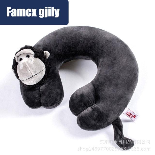 Cute Cartoon Animal U-shaped Memory Travel Pillow Neck Support Headrest Office Car Airplane Sleep Soft Travel Neck Pillow Animal for Neck & Head Support Cute Wild Life Stuffed Pillow Accessory for Naps Novelty Stuffed Animal For Adults And Children