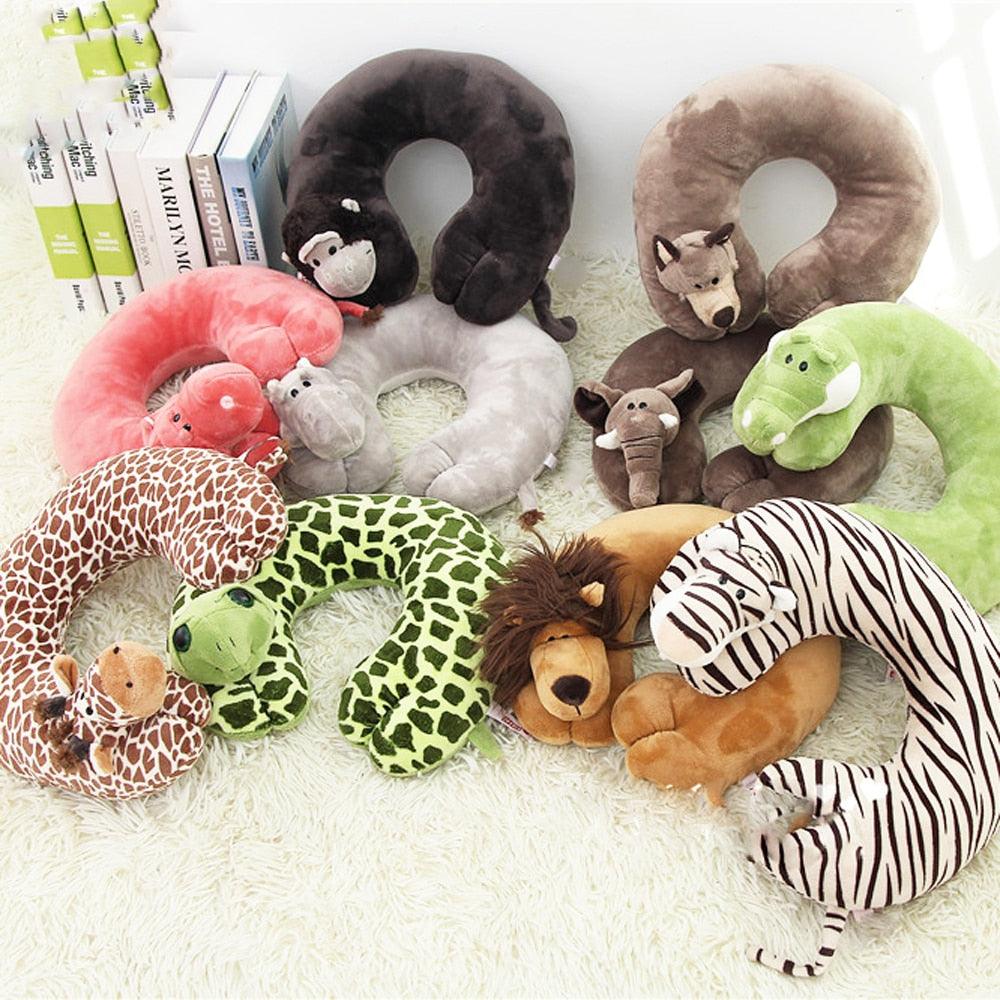 Cute Cartoon Animal U-shaped Memory Travel Pillow Neck Support Headrest Office Car Airplane Sleep Soft Travel Neck Pillow Animal for Neck & Head Support Cute Wild Life Stuffed Pillow Accessory for Naps Novelty Stuffed Animal For Adults And Children