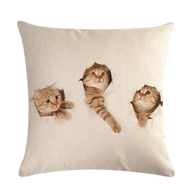 Cute Cat Sofa Decorative Cotton Linen Cushion Cover Pillow Cases Square Pillow Covers Cat Cotton Linen Decorative Cushion Covers For Home Throw Pillow Home Decor Pillowcover 45x45CM