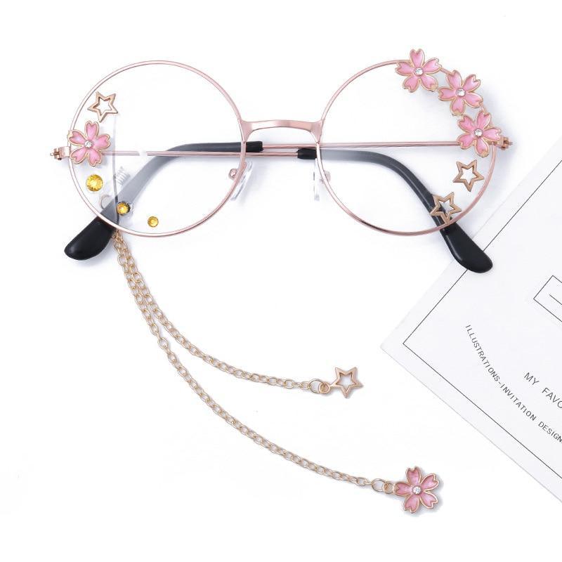 Cute Clear Optical Glasses Frame Women Round Frame Retro Eyeglasses Decoration Eyewear Blue Light Blocking Glasses Women Thick Round Rim Frame Ladies Eyeglasses