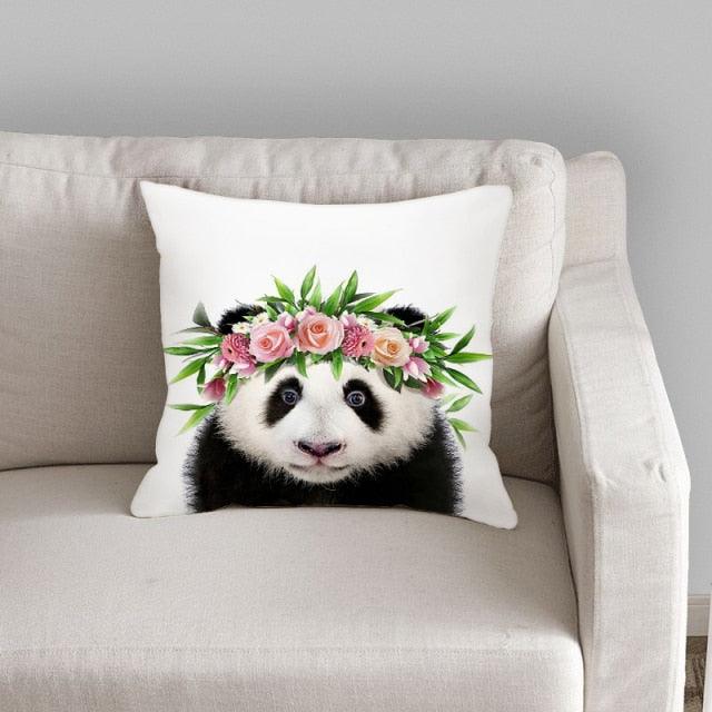 Cute Decorative Pillow Case Cover Grey Rabbit Isolated On A White Background Bunny Tail Back Soft Linen Pillow Case For Decorative Bedroom Case Cushion Covers Home Throw Pillows Flower Pillow Case Rabbit Sofa Animal Cushion Cover 45X45CM