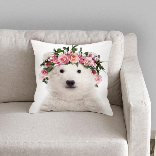 Cute Decorative Pillow Case Cover Grey Rabbit Isolated On A White Background Bunny Tail Back Soft Linen Pillow Case For Decorative Bedroom Case Cushion Covers Home Throw Pillows Flower Pillow Case Rabbit Sofa Animal Cushion Cover 45X45CM