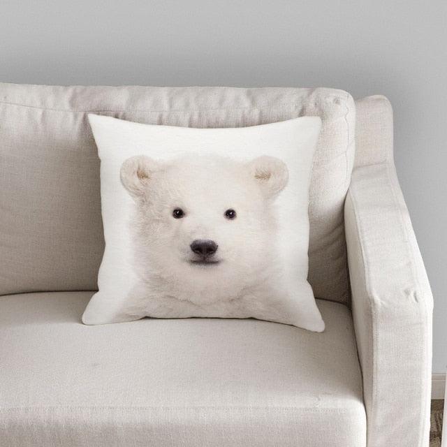 Cute Decorative Pillow Case Cover Grey Rabbit Isolated On A White Background Bunny Tail Back Soft Linen Pillow Case For Decorative Bedroom Case Cushion Covers Home Throw Pillows Flower Pillow Case Rabbit Sofa Animal Cushion Cover 45X45CM