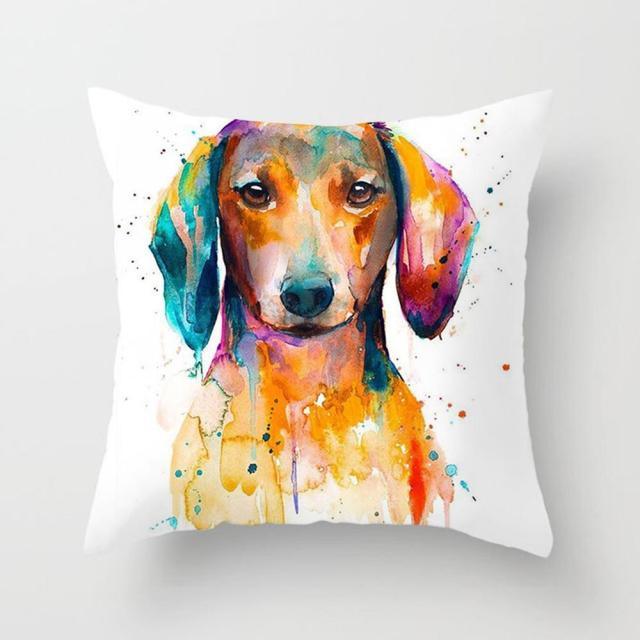 Cute Dog Peachskin Pillowcase Cover Kids Gift Animals Puppy Pet Dog Painting Cotton Linen Throw Pillow Case Cushion Cover Square Animal Pillow Covers Home Decor Pillows Covers Pillowcase 45x45CM