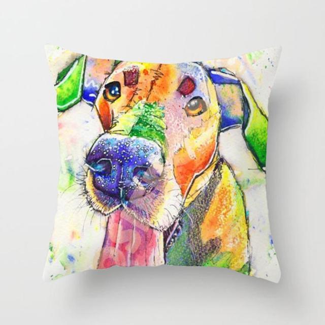 Cute Dog Peachskin Pillowcase Cover Kids Gift Animals Puppy Pet Dog Painting Cotton Linen Throw Pillow Case Cushion Cover Square Animal Pillow Covers Home Decor Pillows Covers Pillowcase 45x45CM