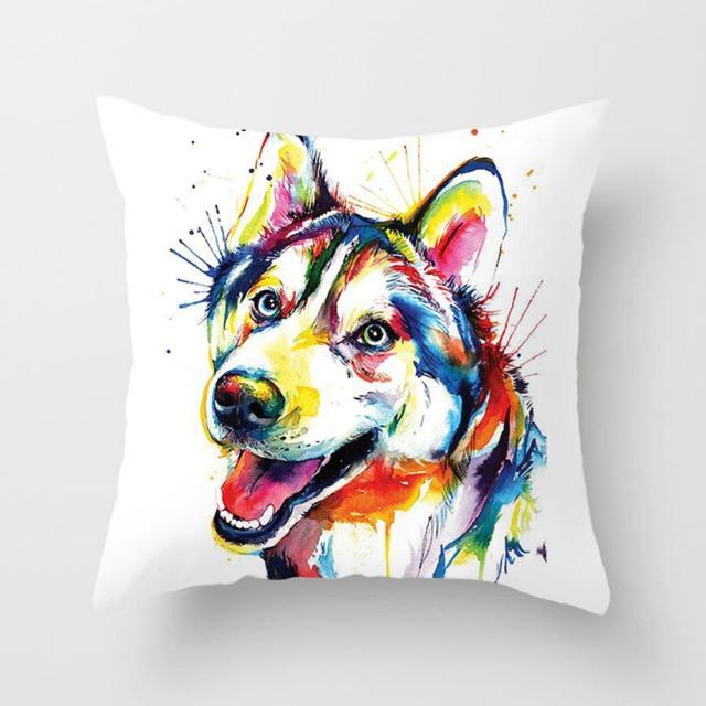 Cute Dog Peachskin Pillowcase Cover Kids Gift Animals Puppy Pet Dog Painting Cotton Linen Throw Pillow Case Cushion Cover Square Animal Pillow Covers Home Decor Pillows Covers Pillowcase 45x45CM